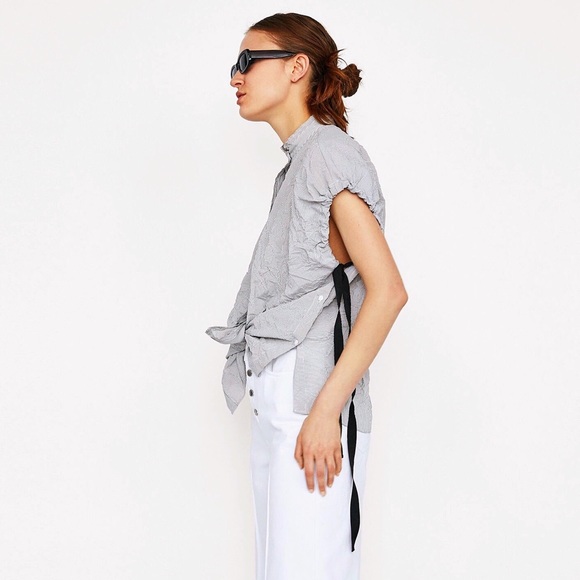 Zara Tops - Zara | Creased Effect Bow Side Tie Shirt